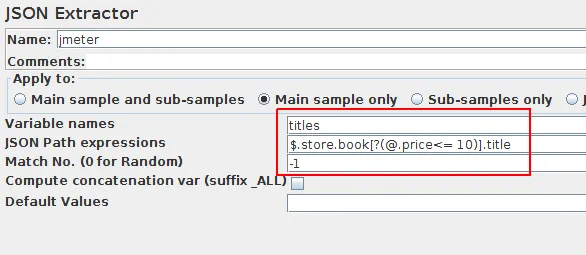 JMeter Json Selective Extraction