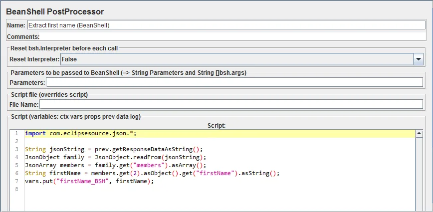 BeanShell Regexp Post-Processor