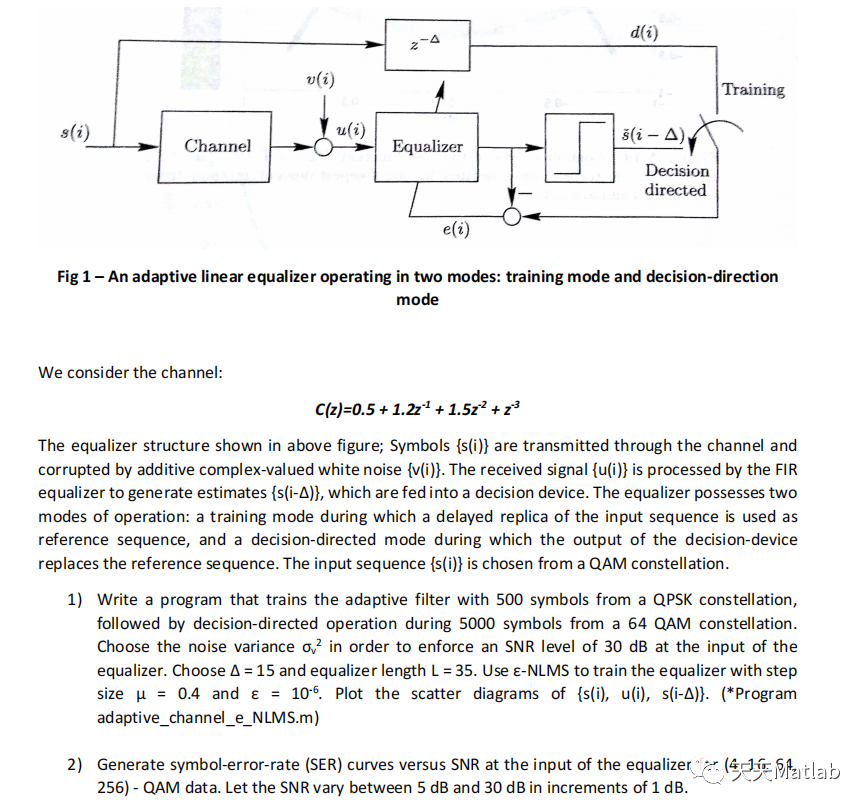基于NLMS 算法的自适应信道均衡附matlab代码