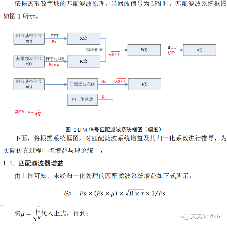 匹配滤波增益matlab仿真附报告