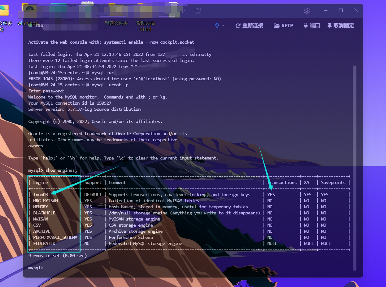 MySQL数据库常识之储存引擎