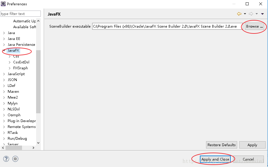 安装JavaFX Scene Builder 到Eclipse