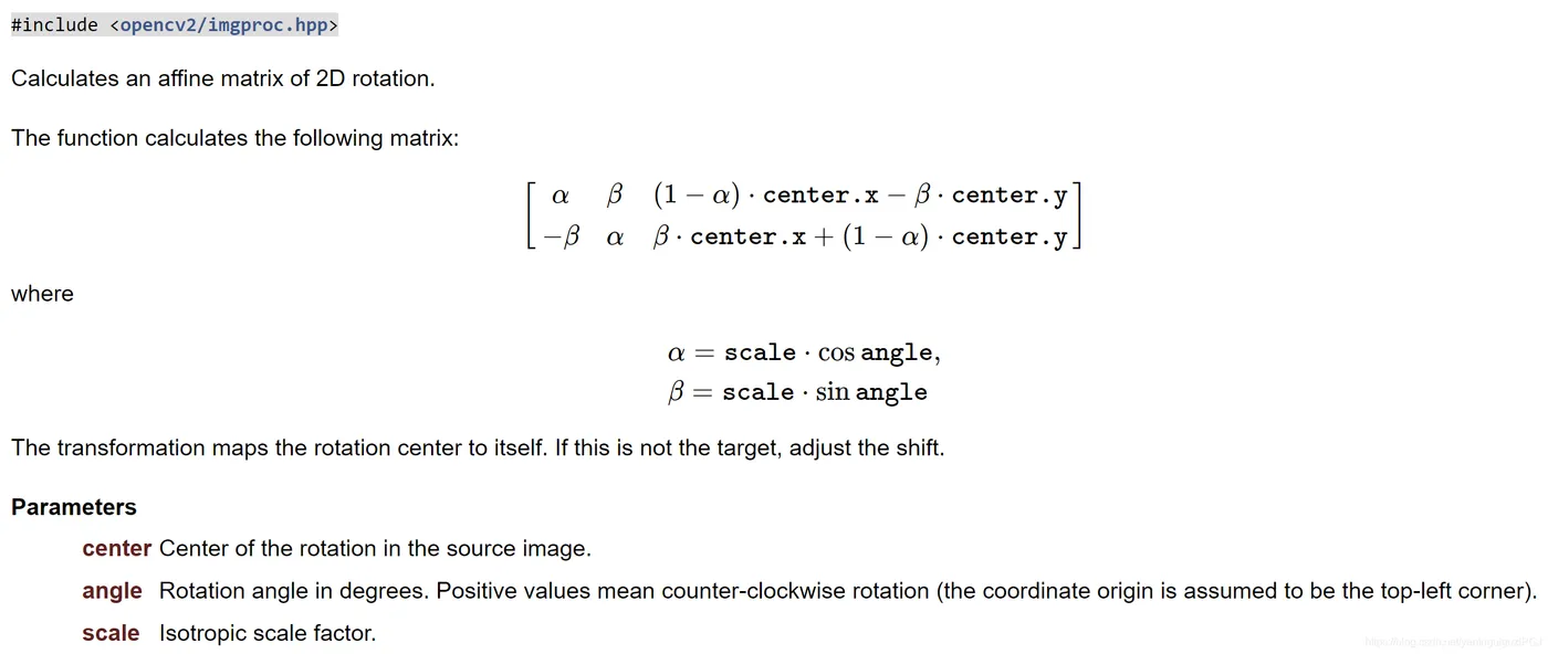 opencv中的getRotationMatrix2D()函数