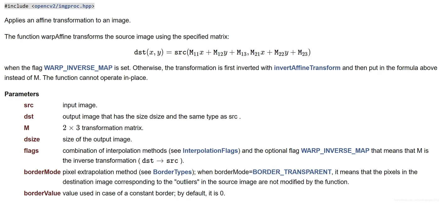 opencv中的warpAffine()函数