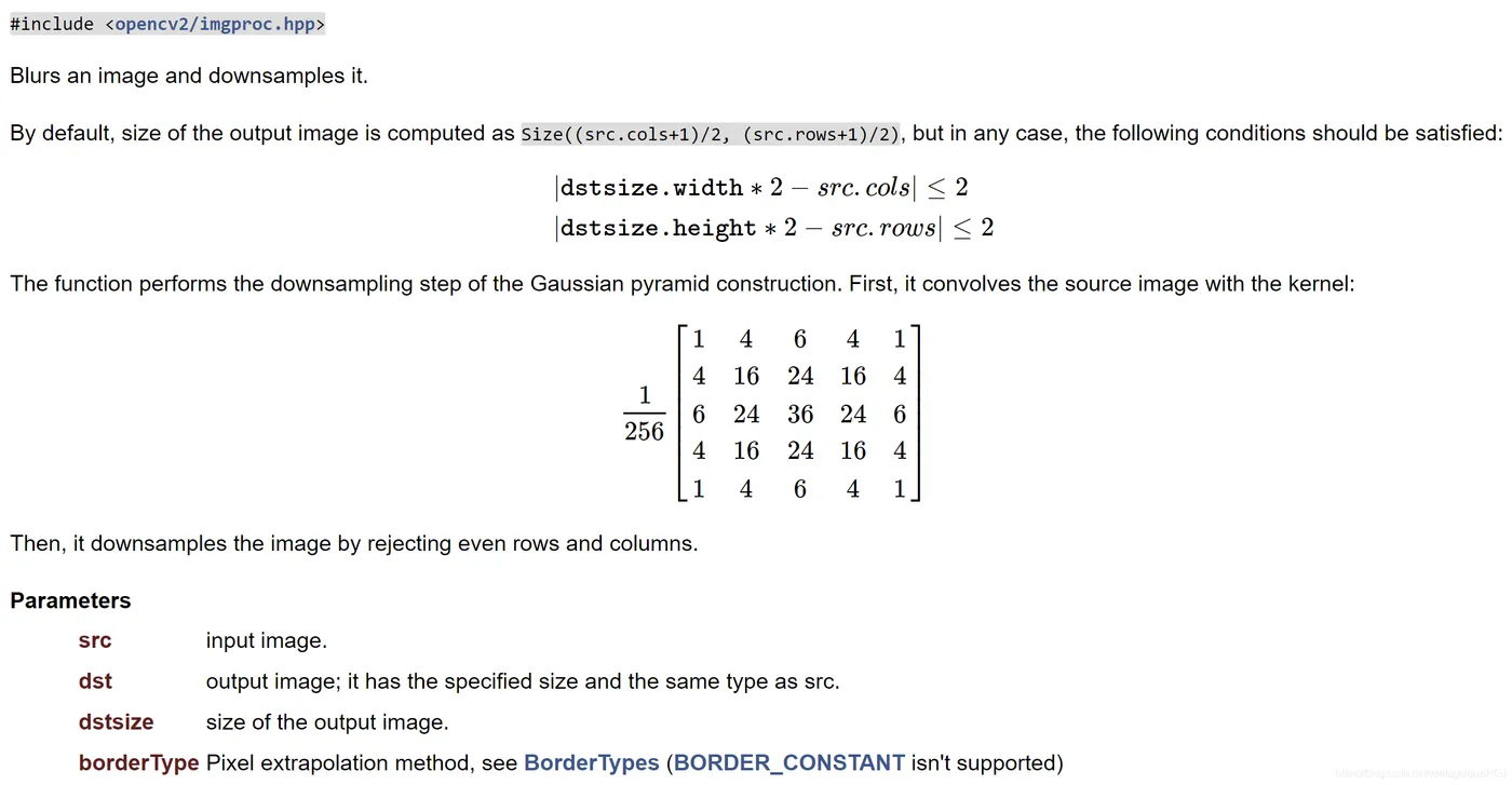 opencv中的pyrDown()函数