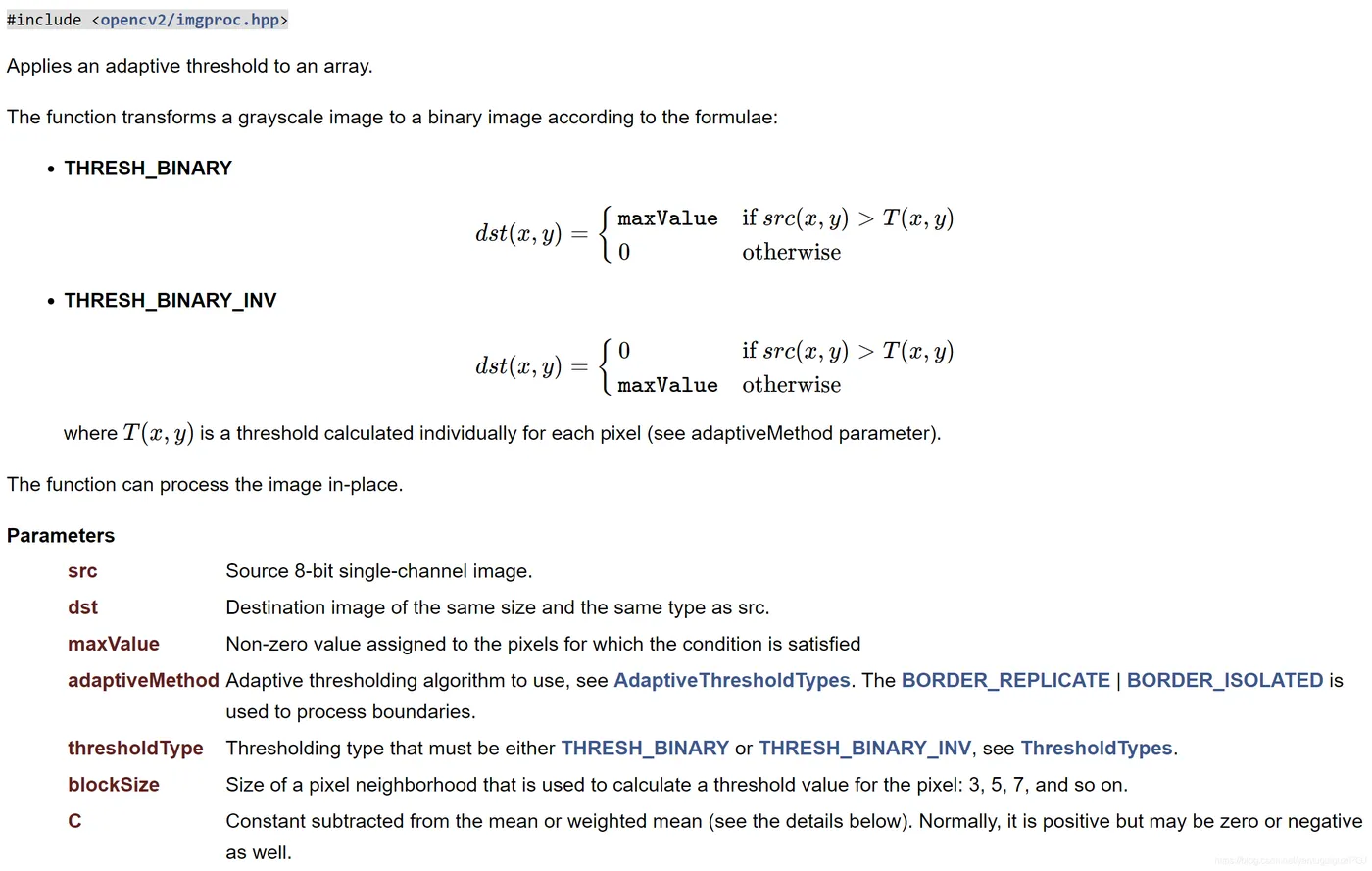 opencv中的adaptiveThreshold()函数