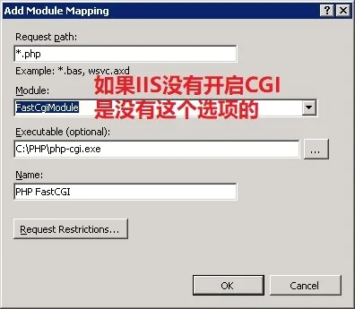 IIS Add Module Mapping 添加模块映射