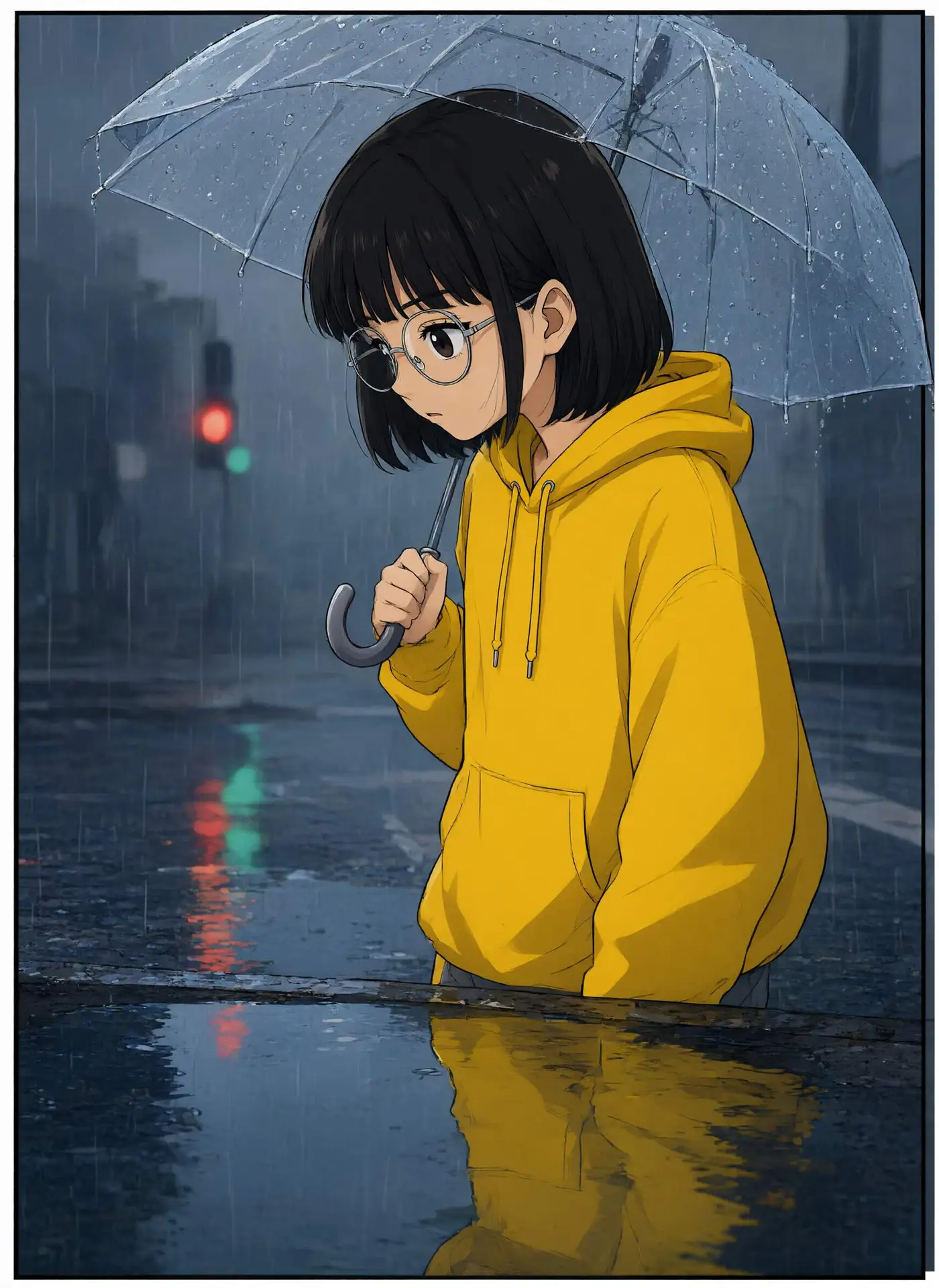 分镜二:雨天路口