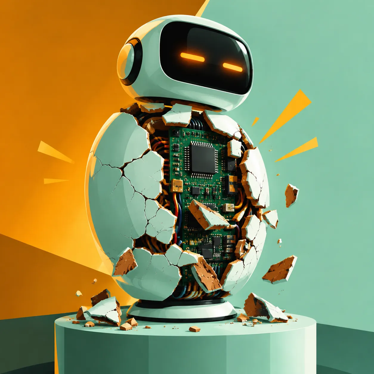 封面：AI 硬件开裂露出核心电路