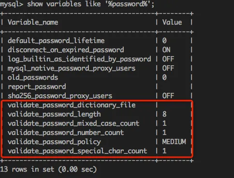 mysql密码策略
