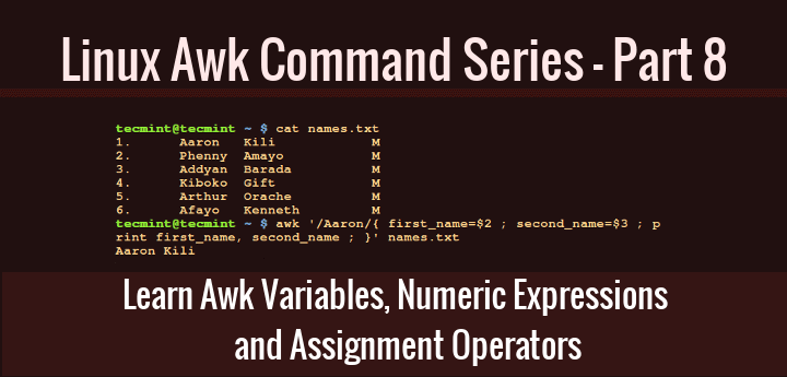 Linux|Awk 变量、数字表达式和赋值运算符