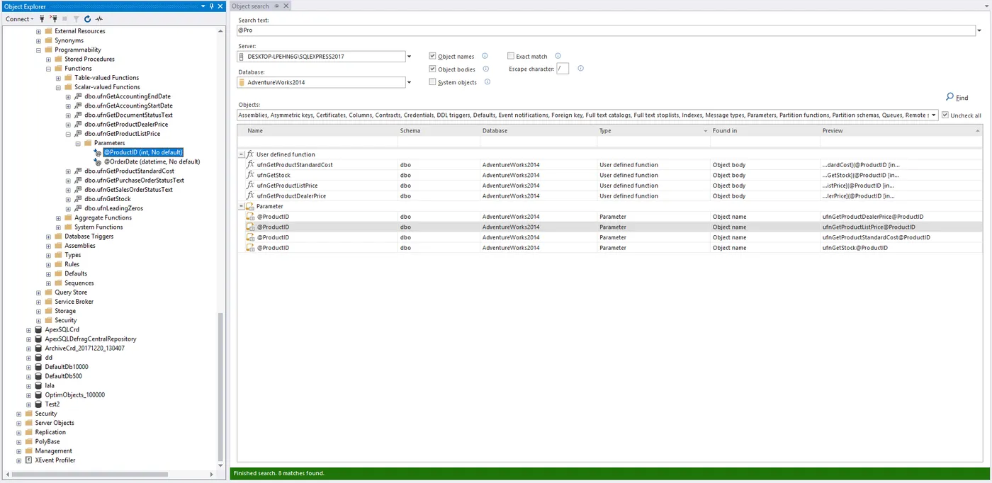 ApexSQL Search - Database object search