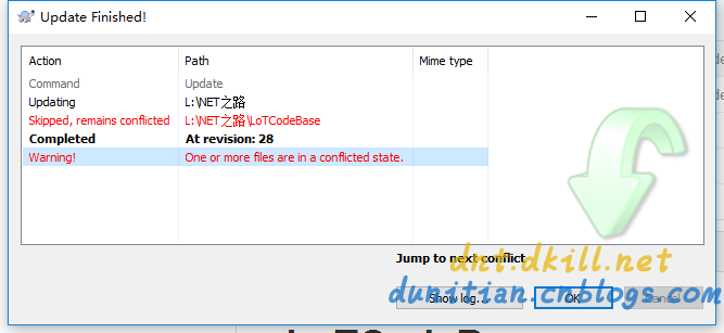 SVN：服务器资源删掉，本地添加时和删掉的名字同名出现One or more files are in a conflicted state.
