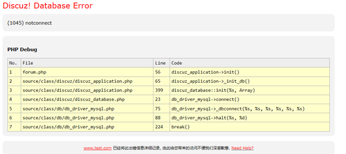 mysql用户删除导致discuz无法连接数据库