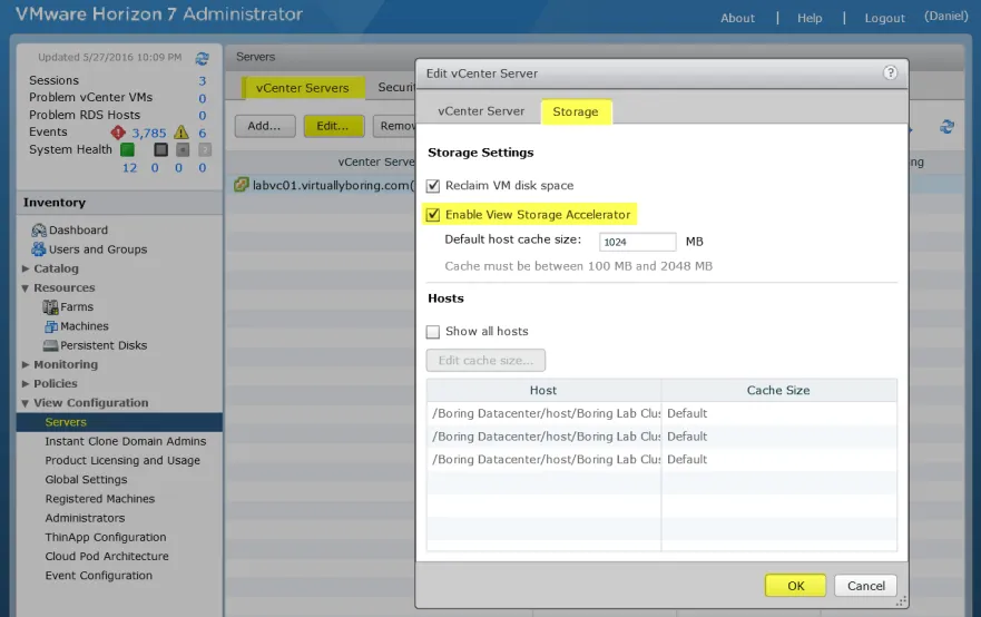 Instant Clone - View Storage Accelerator