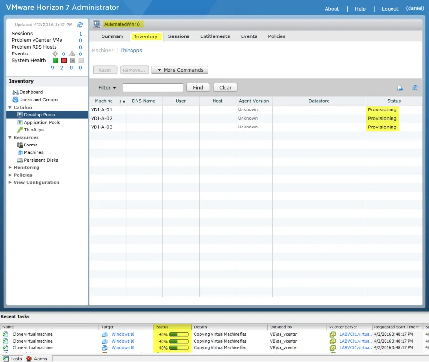 Horizon View 7 - 14 Provisioning Full Desktops