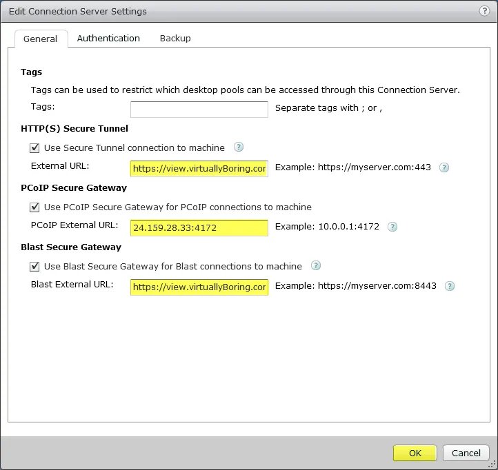 Horizon View 7 - 4 Edit Connection Server