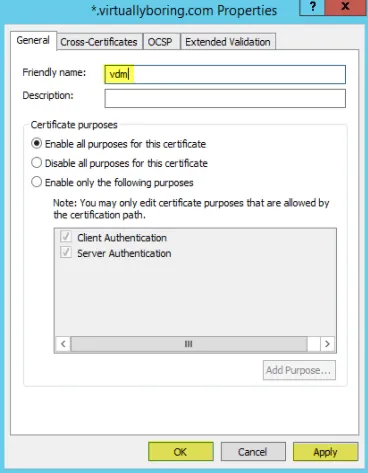 Add SSL Cert fo View - 8 Rename as VDM