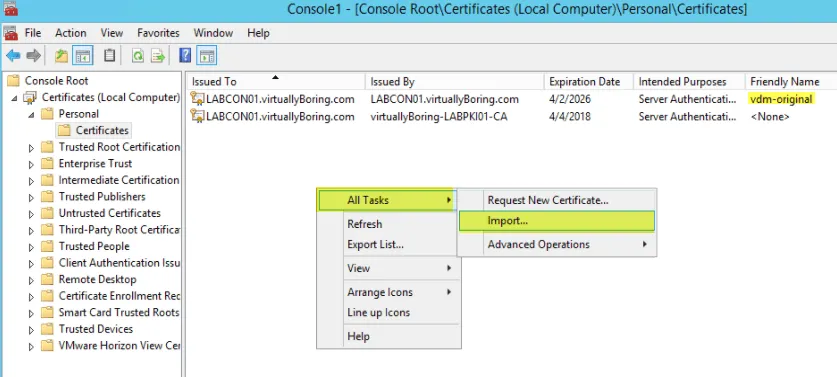 Add SSL Cert fo View - 6 Import Certificate