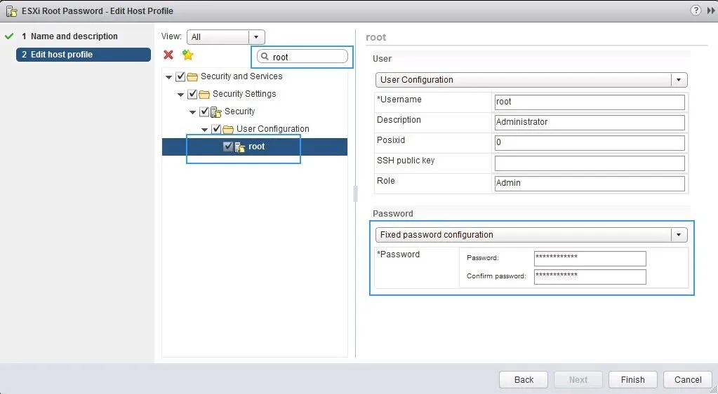 reset ESXi root Password using Host Profile