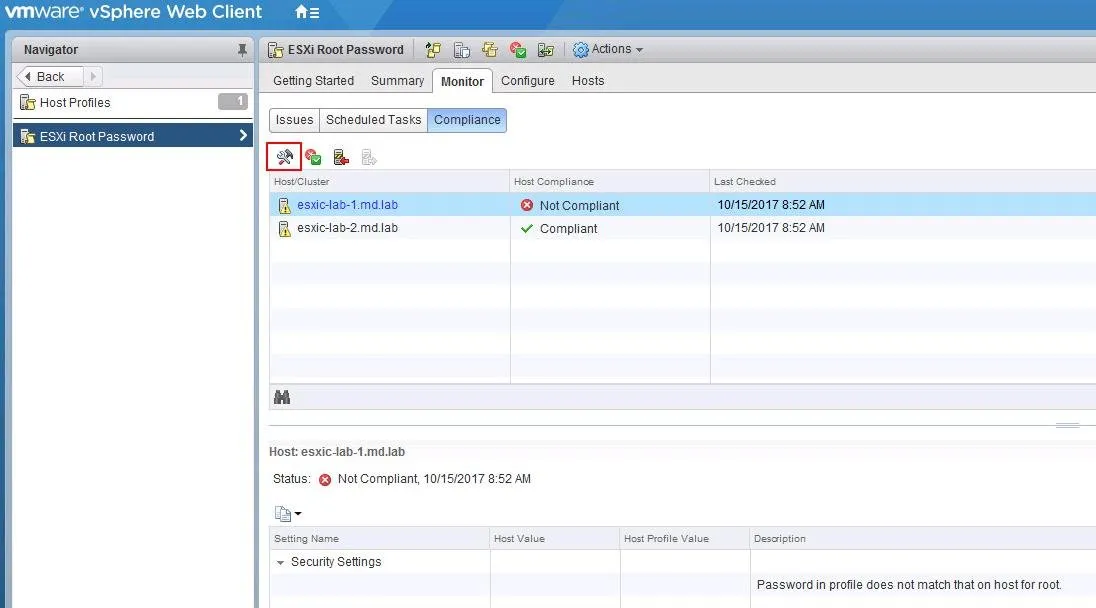 reset ESXi root Password using Host Profile