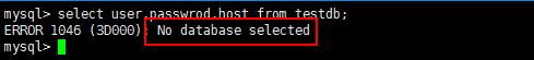 mysql 数据库中出现no database selected
