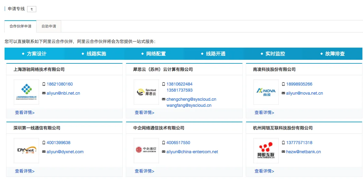 阿里云专线接入合作伙伴