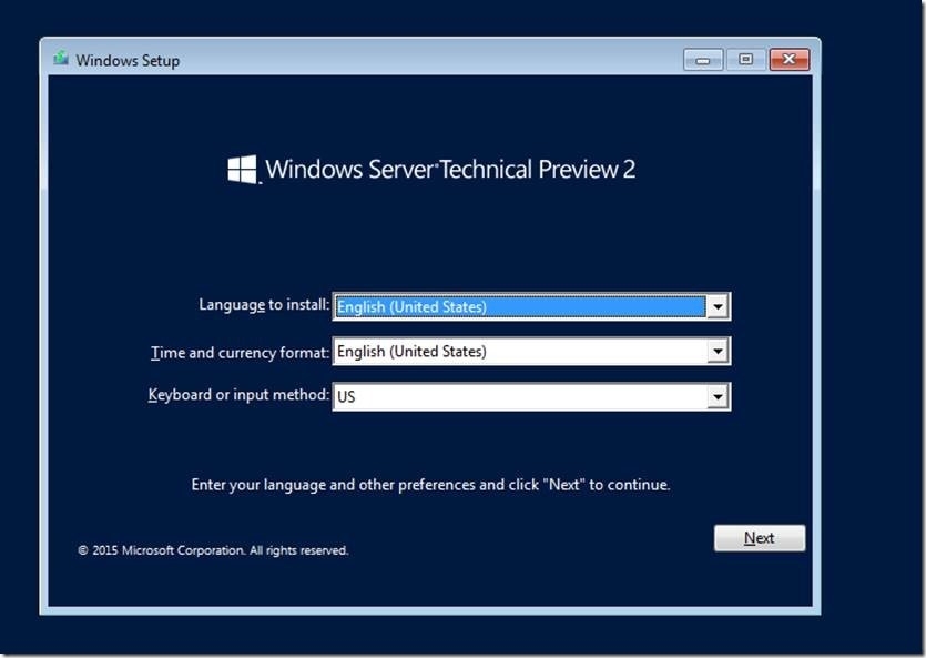 Hyper-V vNext预先体验(1)之安装Windows Server 2016 TP2