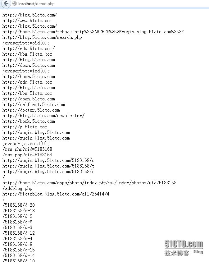 php获取远程页面上的所有链接