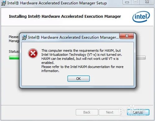 Intel haxm安装失败问题解决