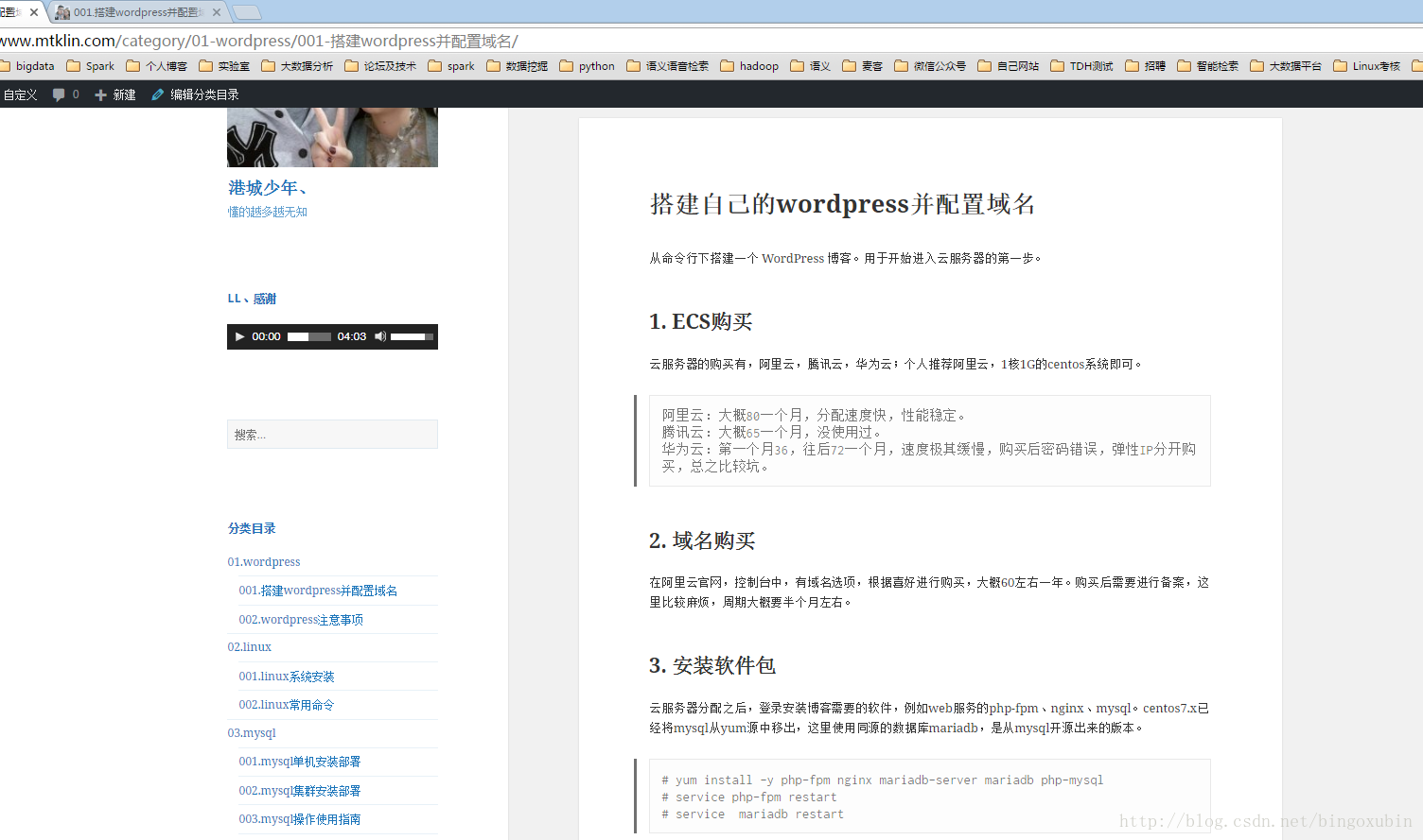 wordpress搭建个人博客