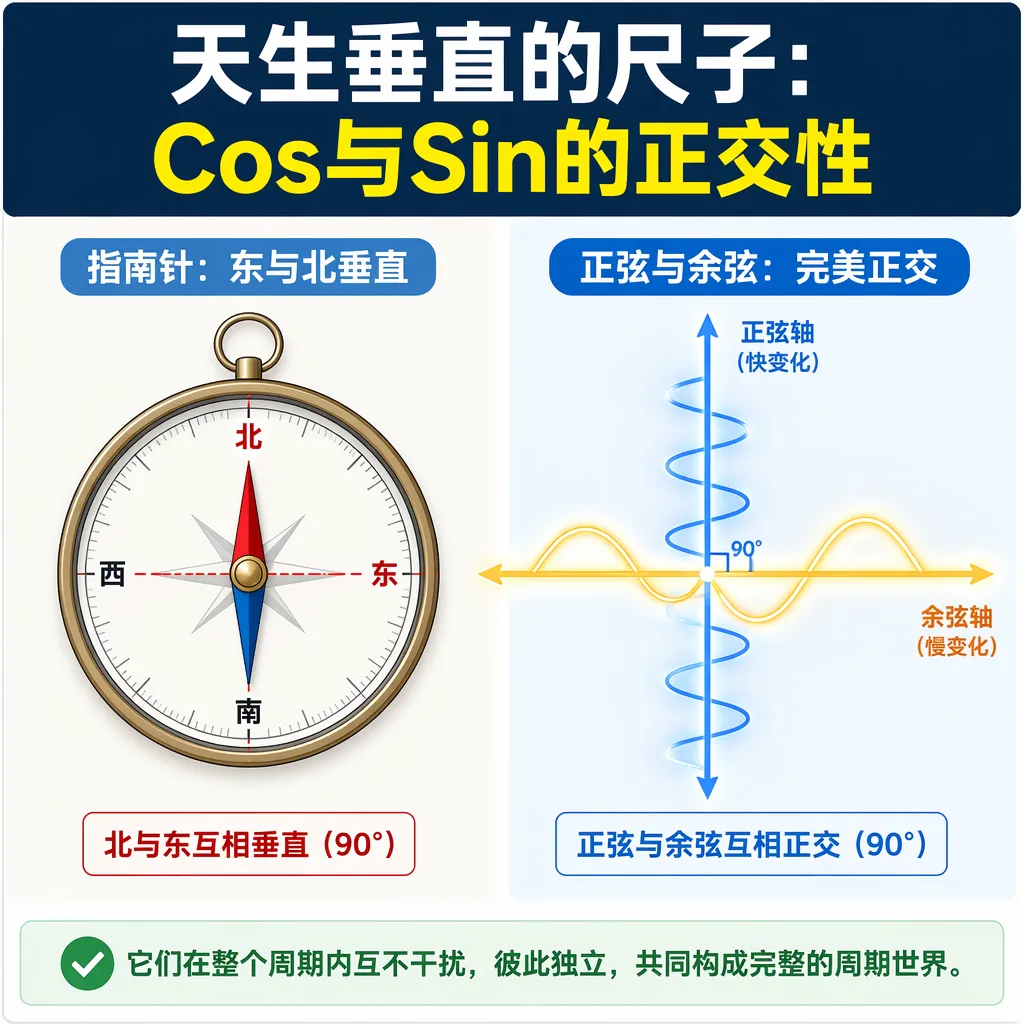 不同频率的cos和sin波天生互相垂直