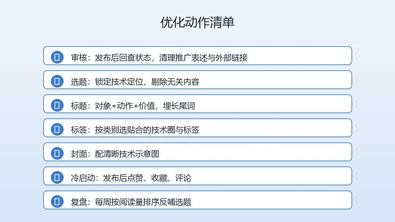 优化动作清单