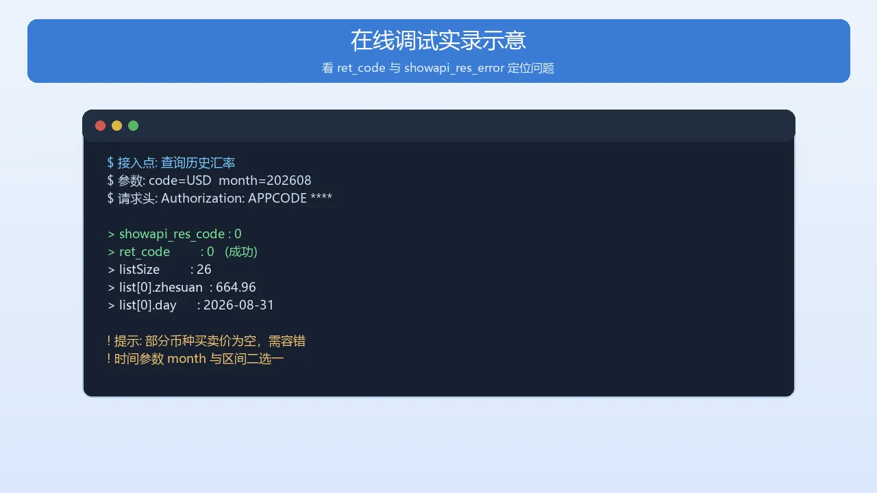图6：在线调试实录示意