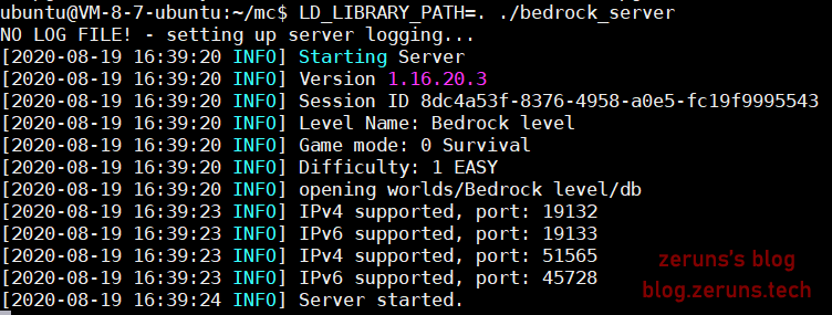 Linux搭建 Minecraft(MC) 基岩版(BE) 服务器 教程