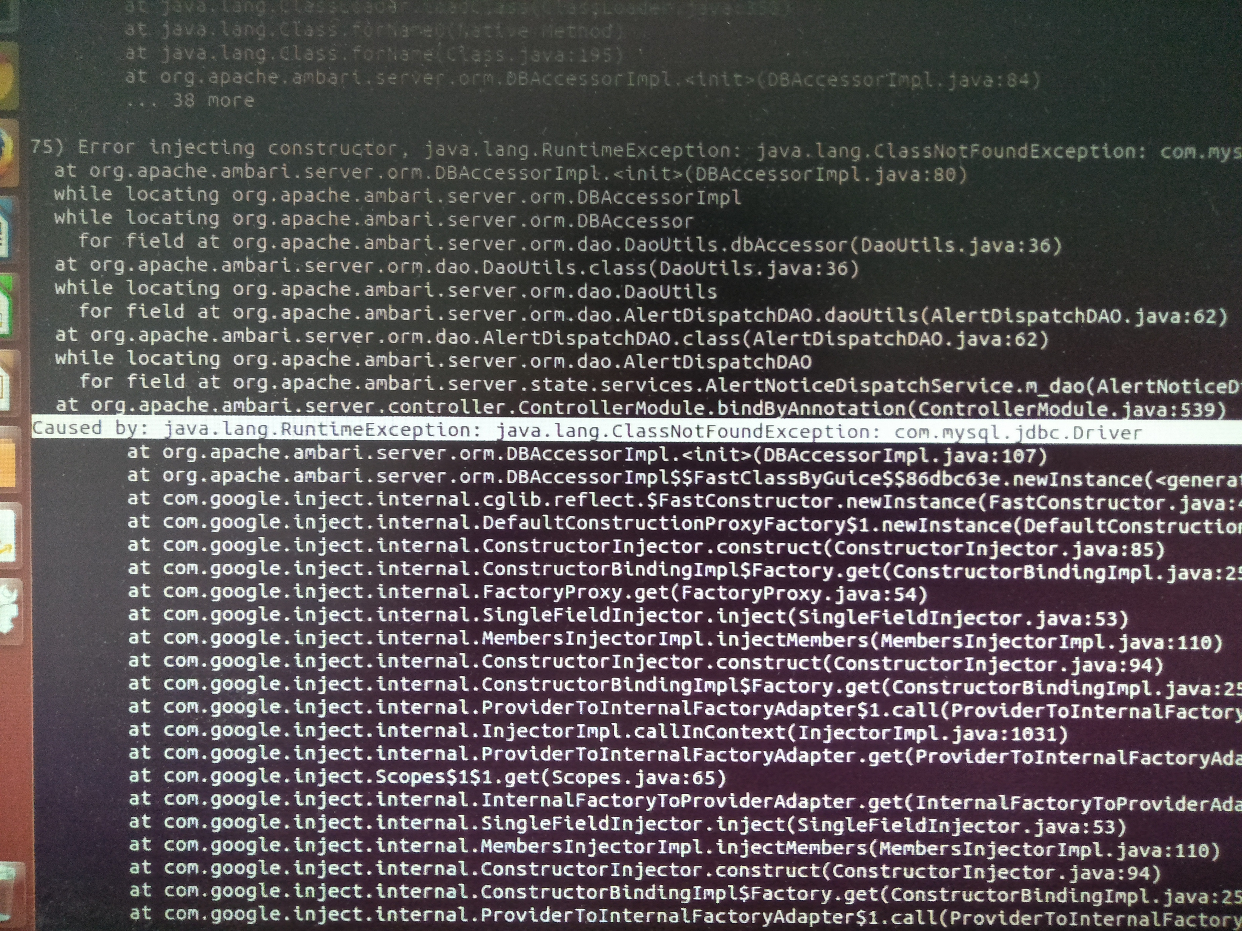 ambari-server启动出现Caused by: java.lang.RuntimeException:java.lang.ClassNotFoundEception:com.mysql.jdbc.Driver问题解决办法(图文详解)