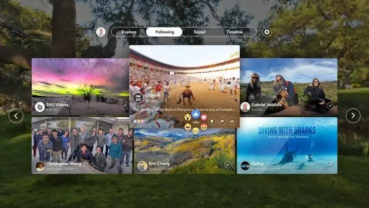 Facebook专为GearVR开发了Facebook 360，可以快速找到最好的VR内容
