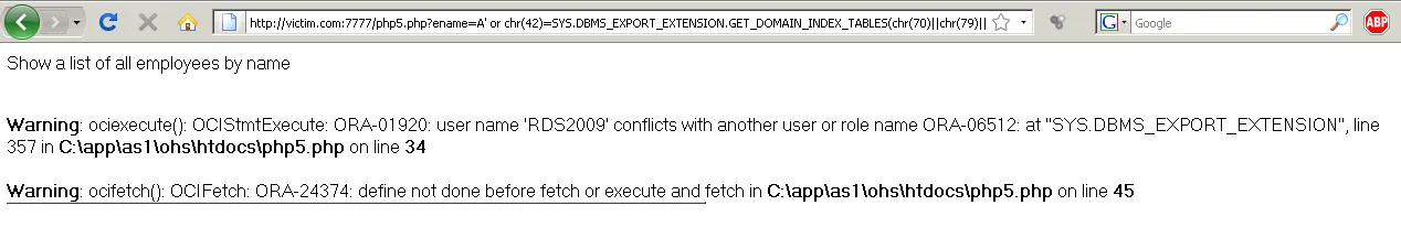 Create DBA user RDS2009