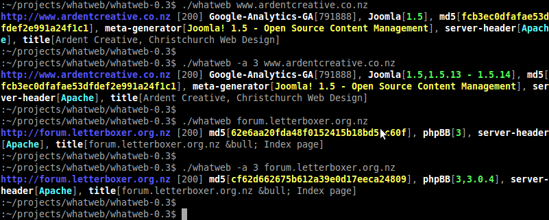 Fingerprinting web applications (Joomla, Mediawiki and Wordpress)