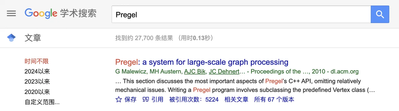 Google学术上Pregel论文信息概览