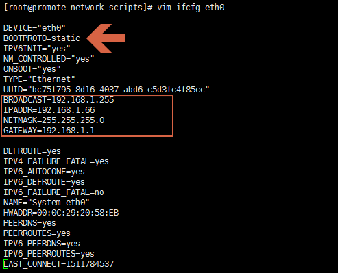 centos6配置固定ip地址（选择桥接模式）