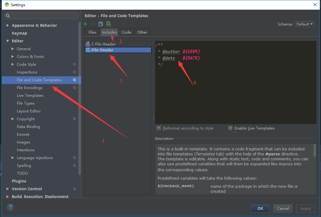 Android Studio 修改注释模板中的${USER}变量以及修改默认的头部注释