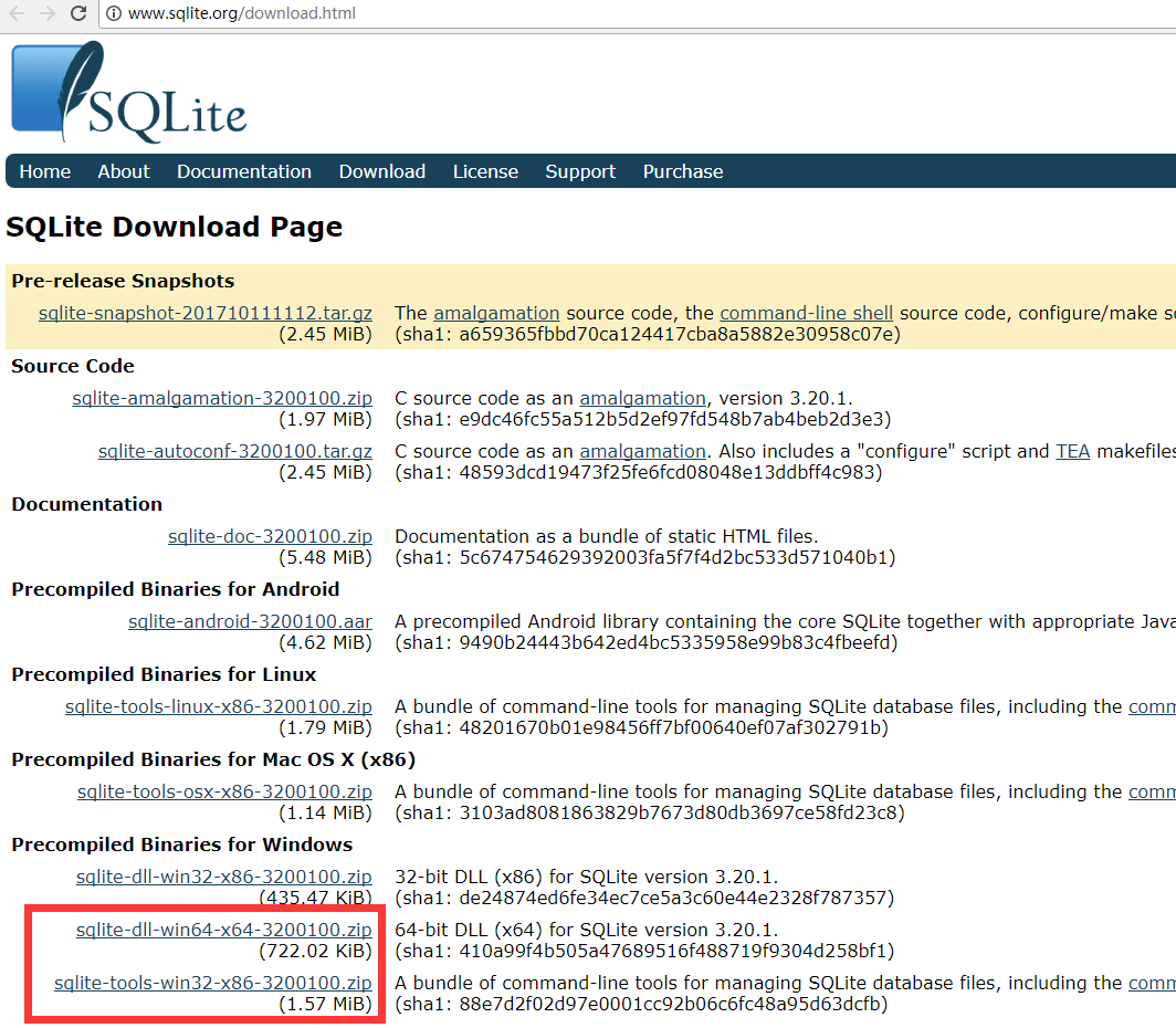 Sqlite3的安装Windows