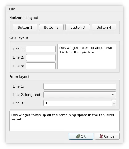 Screenshot of the Basic Layouts example