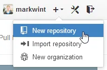 GitHub "New repository" option