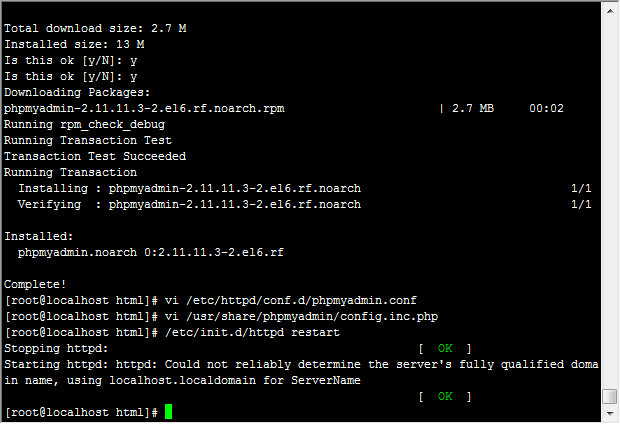 CENTOS纯手工安装LAMP+PHPMYADMIN