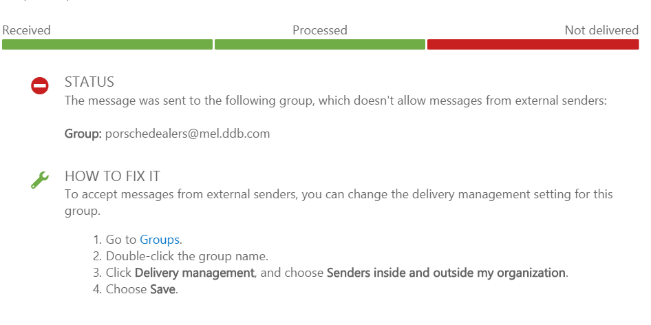 Office 365 允许 distribution group接收外部邮件
