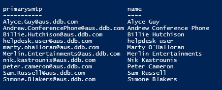 Powershell 查找用户的主SMTP地址