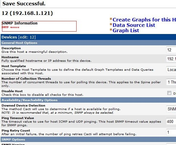 cacti监控windows主机报错:SNMP Information SNMP error
