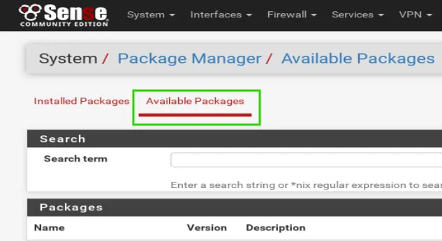 pfSense Available Packages